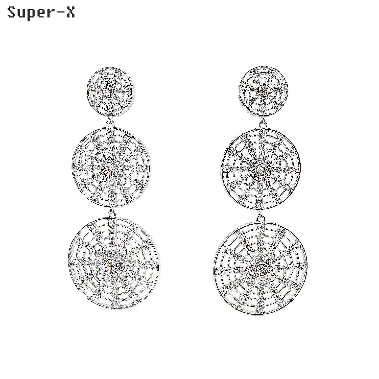 

silver gold color earrings for women jewelry 2026 new shiny zircon cut out round dangling earrings gala event party jewelry