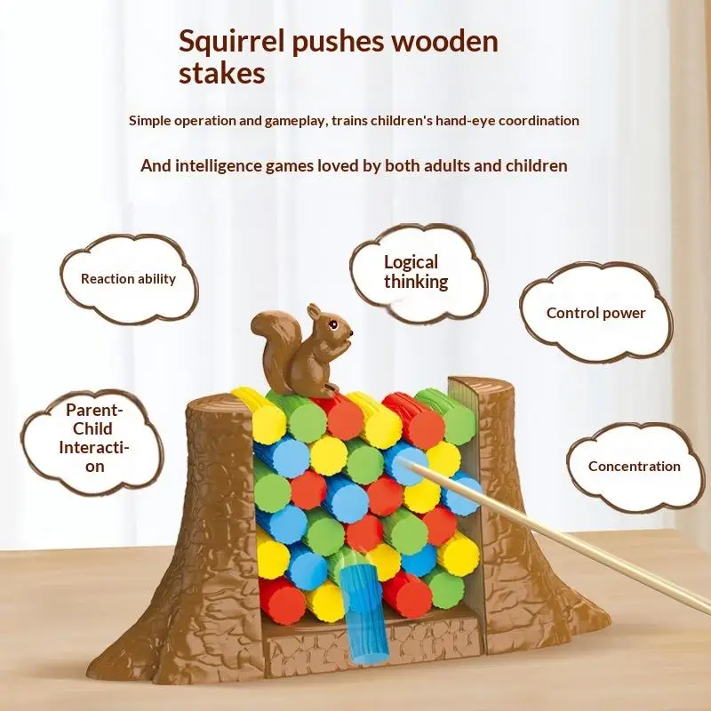 

1 Set Stacking Blocks Puzzle Toy Kids Balance Tower Board Game Save The Collapsing Squirrel For Toddlers Christmas Gift