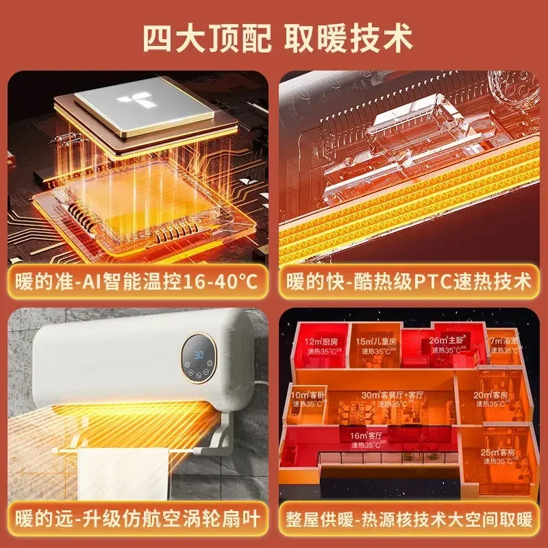 Riscaldatore a parete Riscaldatore da bagno a risparmio energetico domestico Mini riscaldatore intelligente impermeabile piccolo riscaldamento rapido