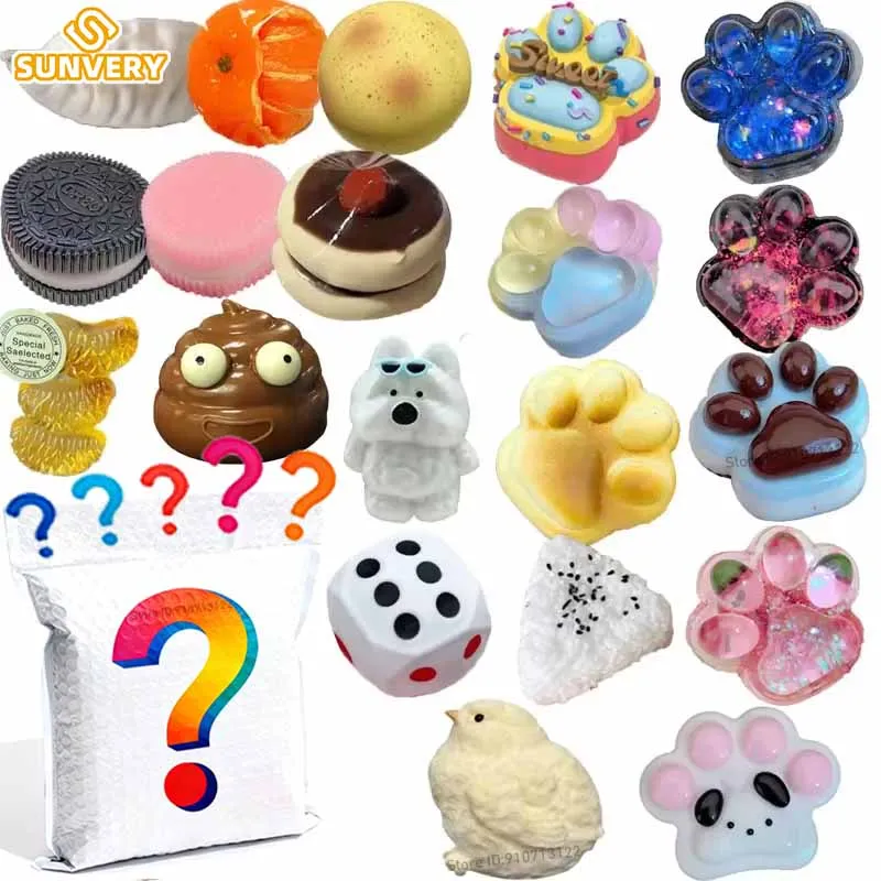 Mystery Fidget Toys Blind Bags Cat Paw Antistress Foot Taba Squishy Jelly Toy Squeeze Toy Sticky Simulated Food Mochi Toy 2025