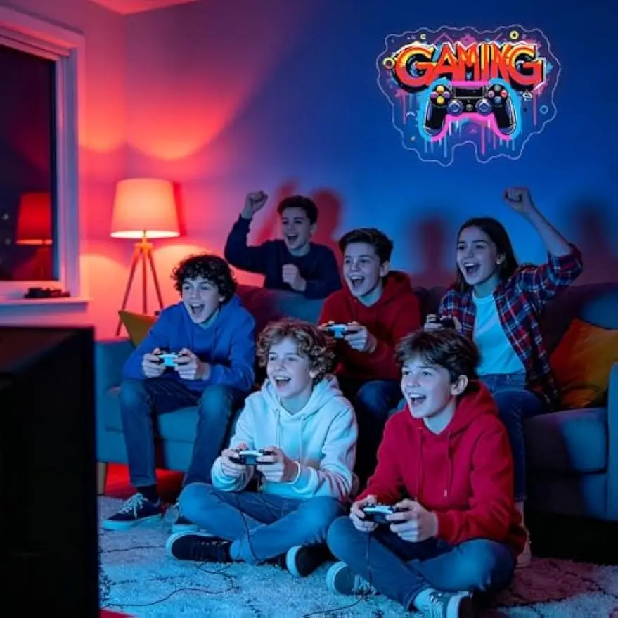 Gaming Gamepad LED Neon Sign USB Powered Neon Light Graffiti Style Game Room Wall Decor Boys Bedroom Night Lamp Gamer Gift