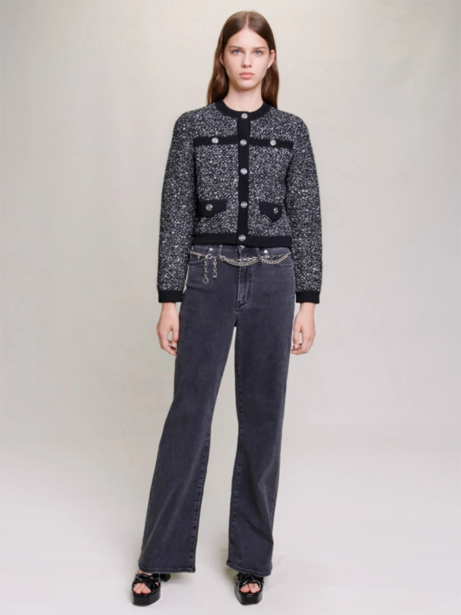 

Вязаный кардиган Ele ort Bla для женщин MaSandeM: Новинка осенне-зимнего сезона, простой повседневный стиль, V-образный вырез, длинный рукав