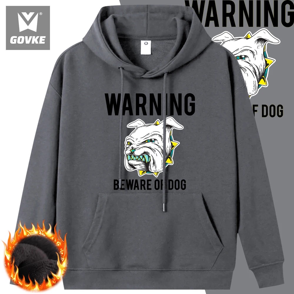 

Warning Beware of Dog New Style Claw Men's Hoodies Cartoon Dog Pattern Winter Thick Hoodies Sweatshirts Comfort Wild Hoodies