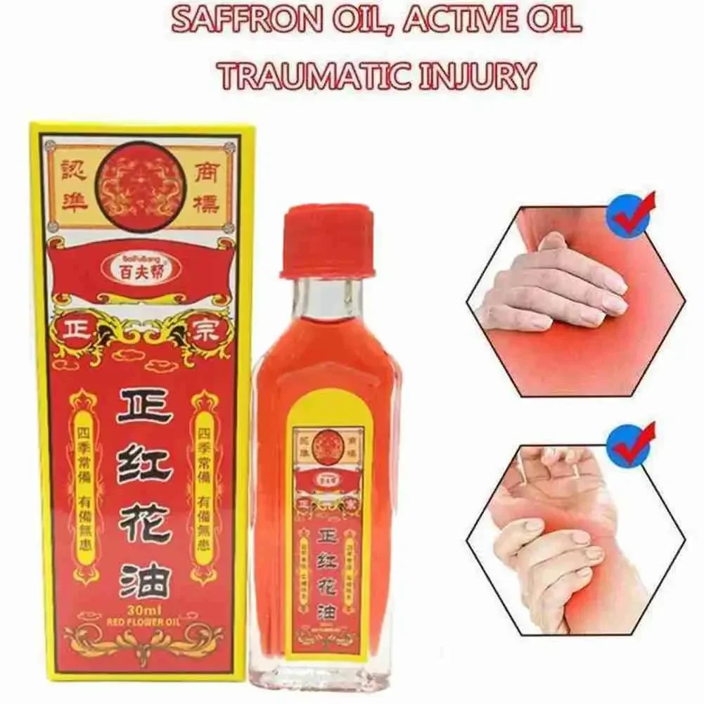 Minyak safron asli 30ml untuk lecet dan tulang kesegaran tendon pijat gores Set Perawatan Tubuh merek tradisional Tiongkok