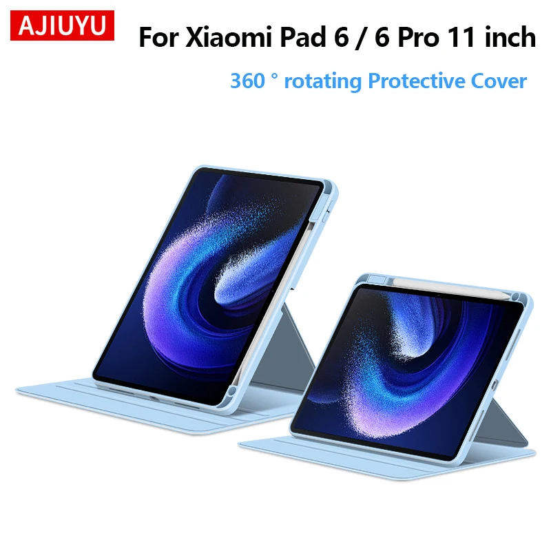 

AJIUYU 360° Rotation Smart Case for Xiaomi Pad 6 / 6 Pro 2023 Mi Pad 6 Pro 11 Inch Tablet Protective Cover With Pen Holder
