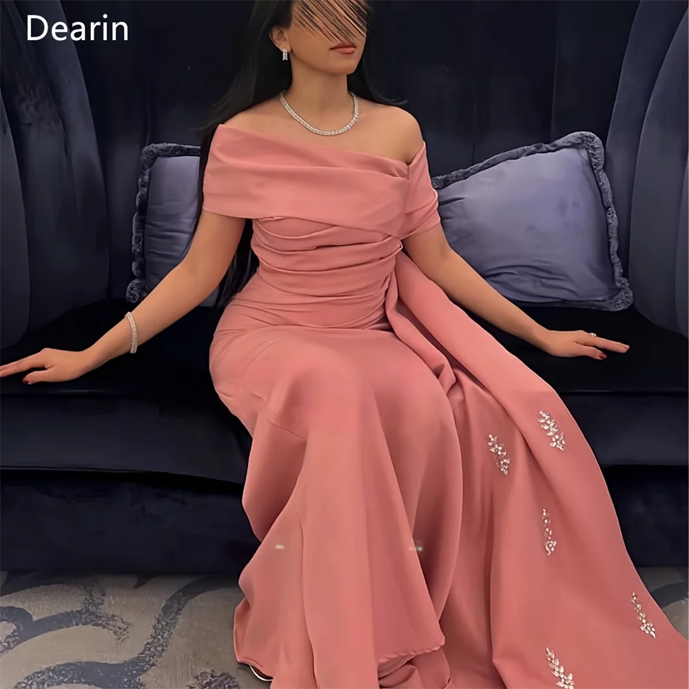 Customized Evening Dress Prom Gown Party Occasion Formal YPMWZX Off-the-shoulder A-line Floor Length Skirts Shirred Bead Bespoke