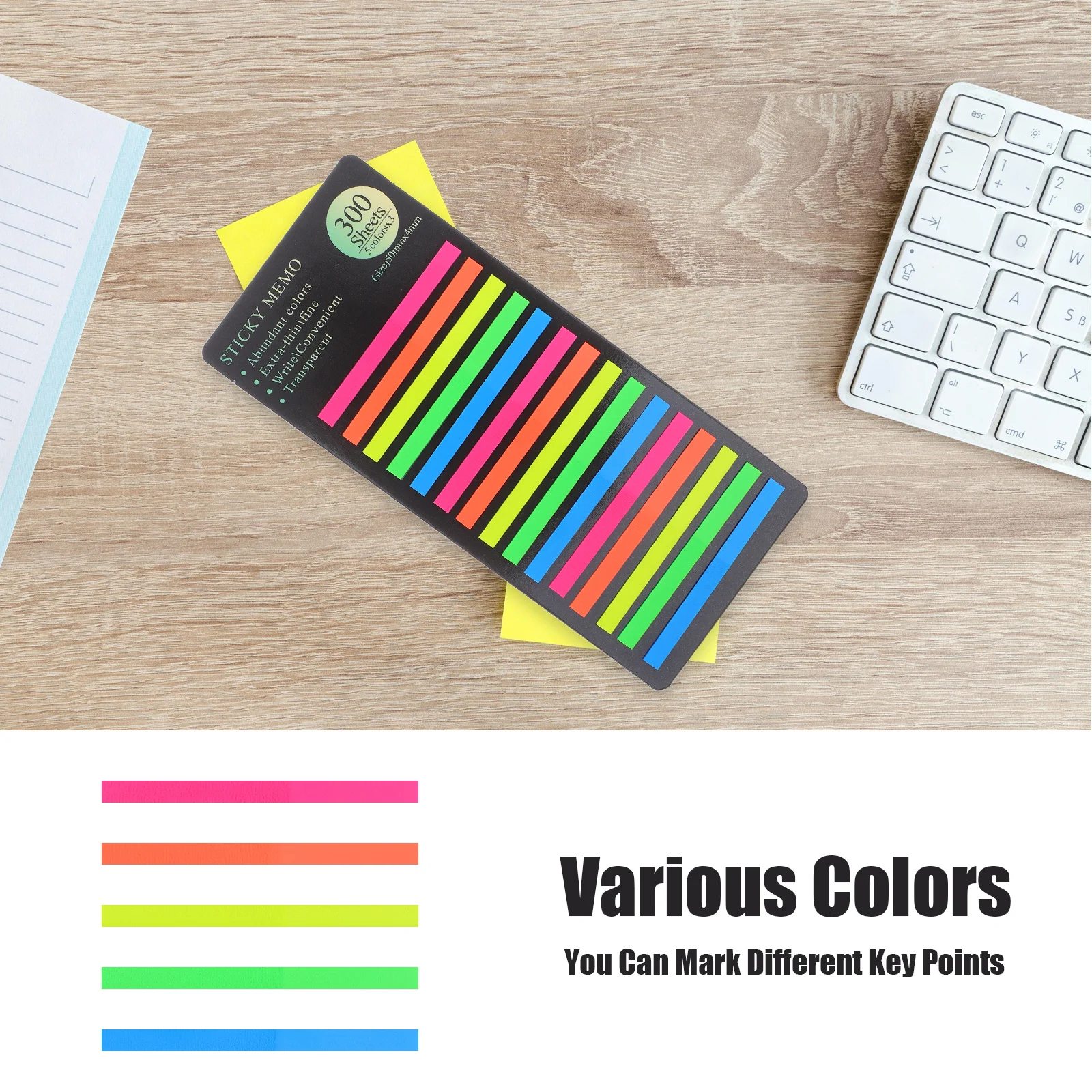 

1800Pcs Transparent Long Strip Index Tabs Pet Sticky Page Markers for Book Annotation Notebooks Journals Planner