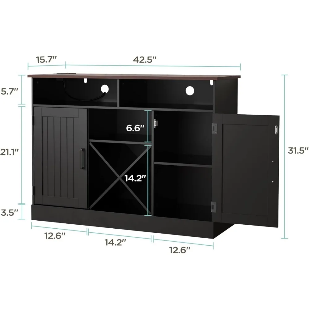 Armadietto da bar con prese, armadietto per liquori rustico con portabottiglie, armadietto per vini in legno per sala da pranzo