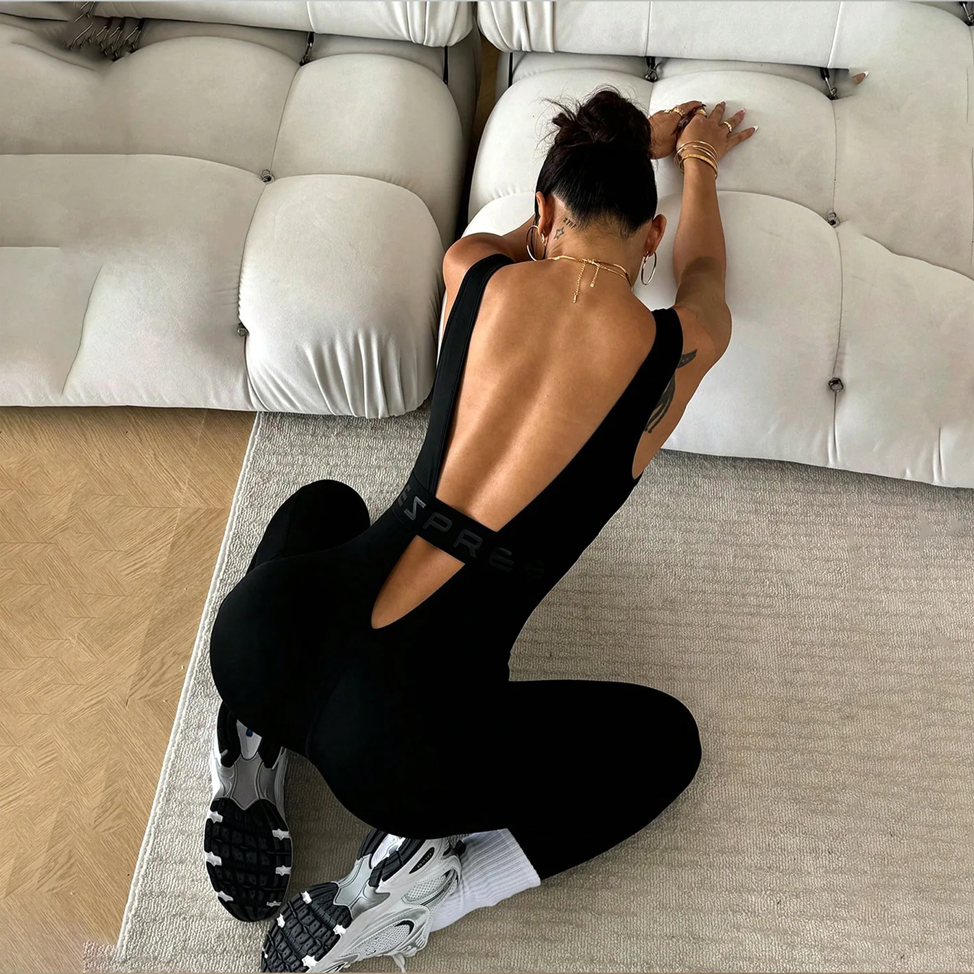 

Yoga Set Women's Jumpsuits One-Piece Suit Deep V Backless Gym Push Up Workout Clothes Fitness Bodysuit Sportswear Tracksuit