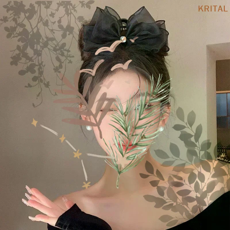 Pince à cheveux élégante pour fille, tressée, couleur unie : 1 pièce, nœud double face, pince requin, accessoire de fête