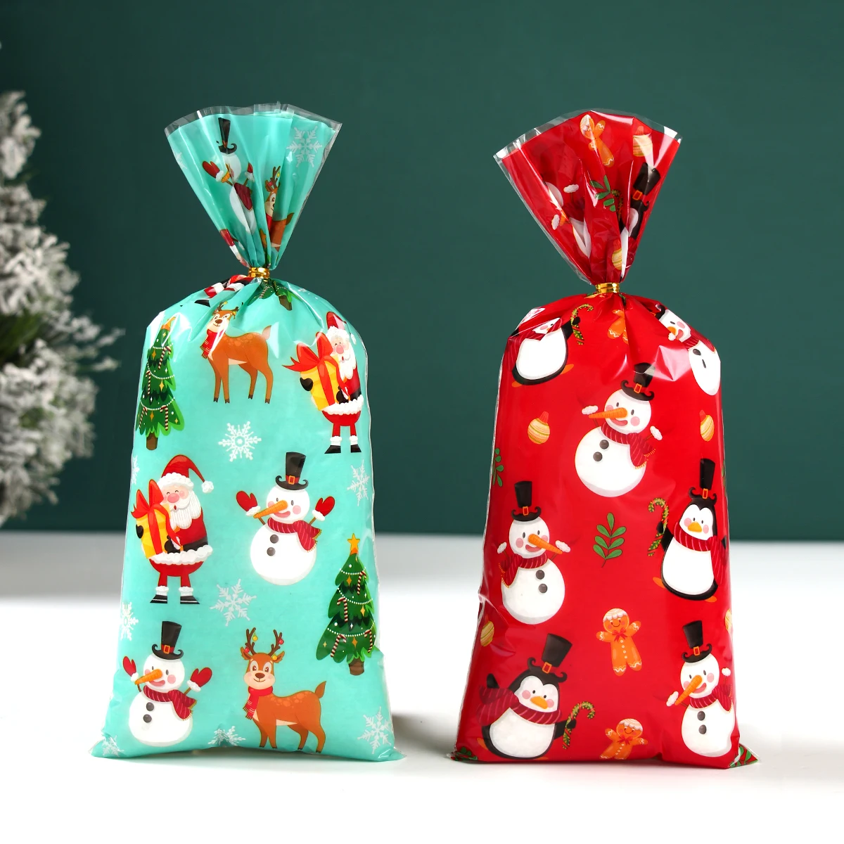 Christmas Gift Cookies Candy Bags 2024 Merry Christmas Decoration For Home Xmas Cristmas Navidad Noel New Year Packing Bags 2025