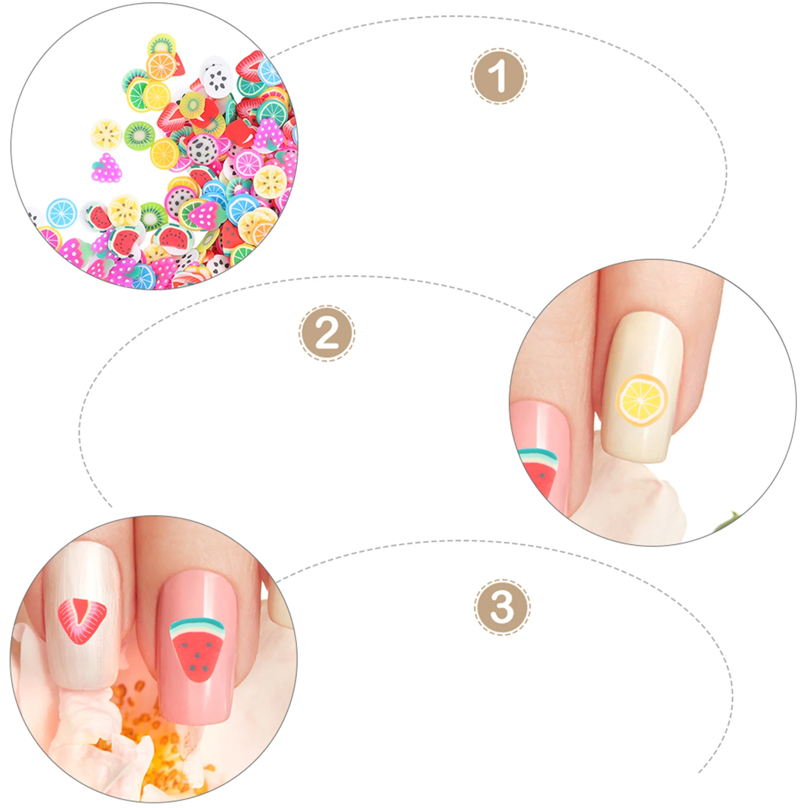 2000 قطعة شريحة الفاكهة مسمار ملصق الطين آمنة ملونة مختلطة الفواكه البطيخ البرتقال الفراولة لتقوم بها بنفسك مسمار شريحة الفاكهة