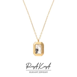 PAXA New Fashion Geometric Cubic Zirconia Square Pendant Necklace for Women Elegant Necklaces Charms Wedding Party Jewelry Gifts
