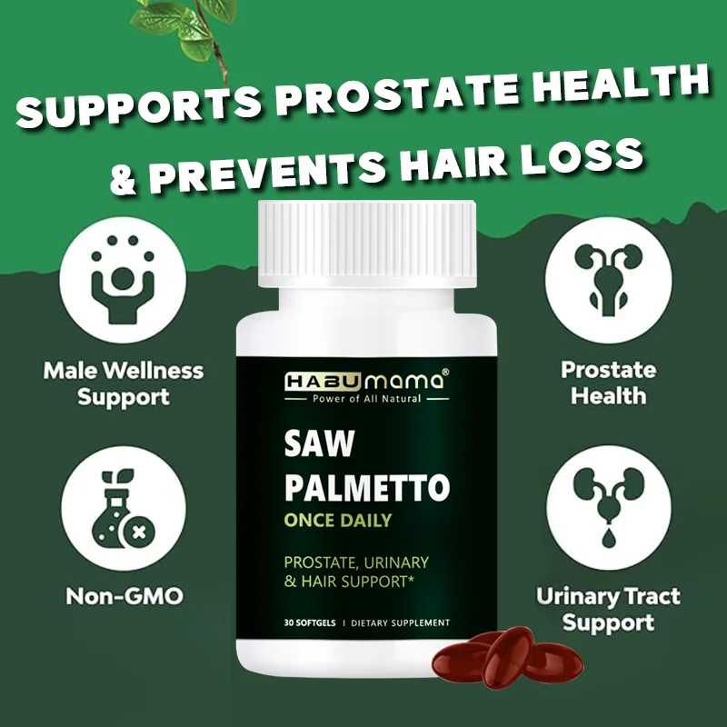 Saw Palmetto Prostate Support Supplement for Men’s Prostate Health, Biotin for Hair Growth & loss, Urinary Tract Health