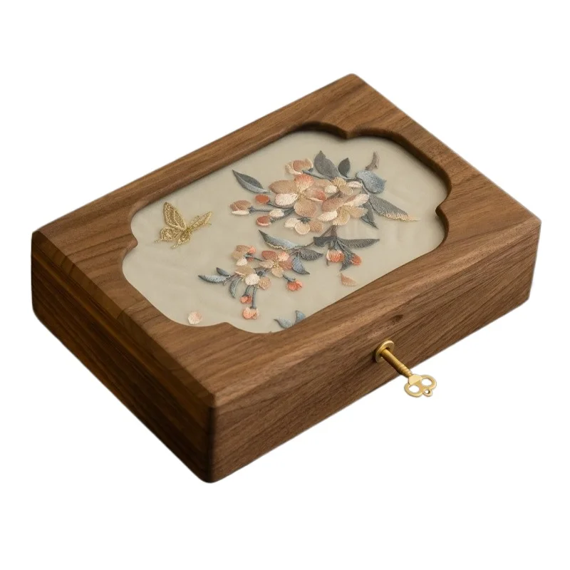 For Embroidery Jewelry Storage Box, Solid Wood New Chinese Style