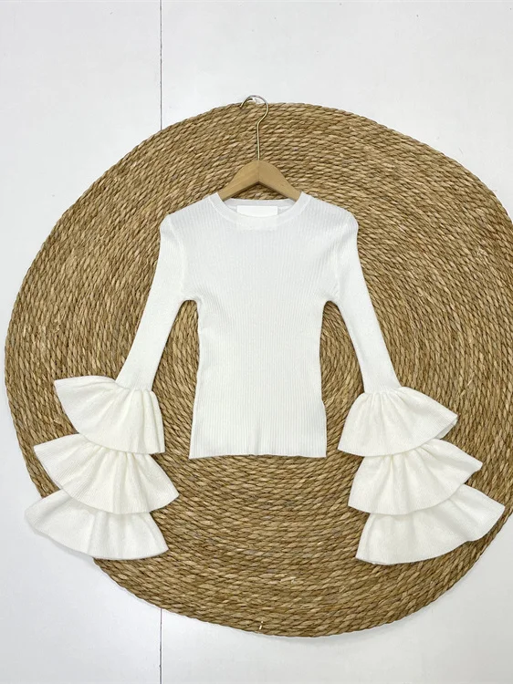 

Женский облегающий свитер Long Sve round Ne ort E3 Single Piece Overlap Bell Sve Ultra Soft Winter Faion Top