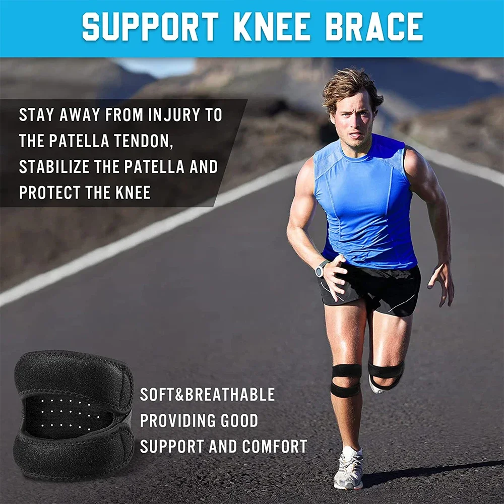 1 PC Sports Kneepad Double Patellar Knee Patella Tendon Support Strap Brace Pad Protector Open Knee Wrap Band Fitness