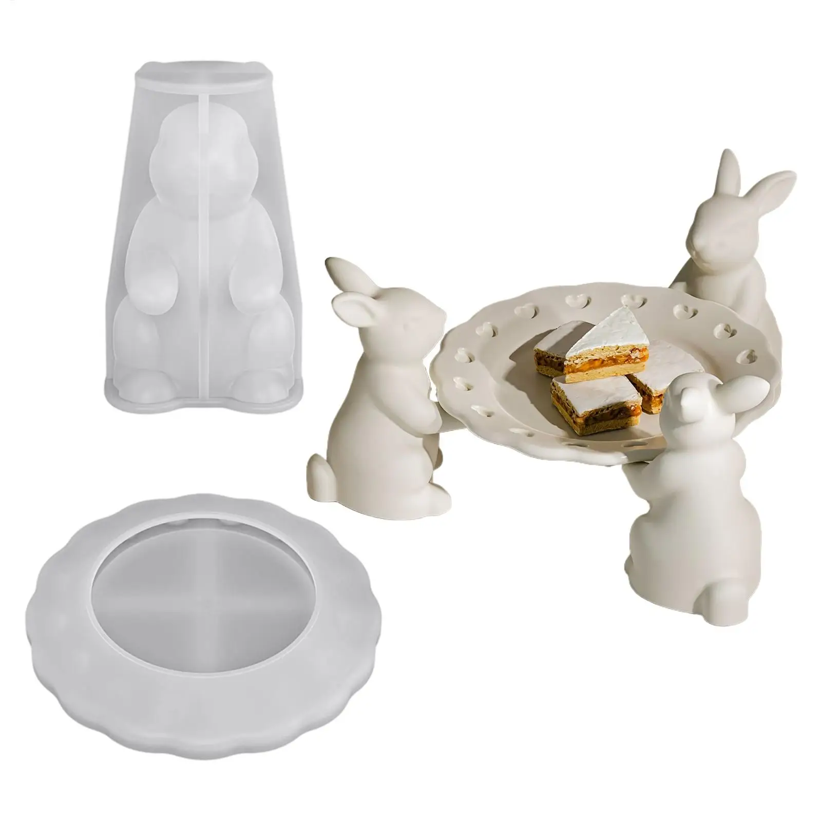 

Easter Tray Silicone Molds 3D Cute Silicone Holiday Supplies Easter Bunny Tray Mold for Thanksgiving Holidays Party Offices Home