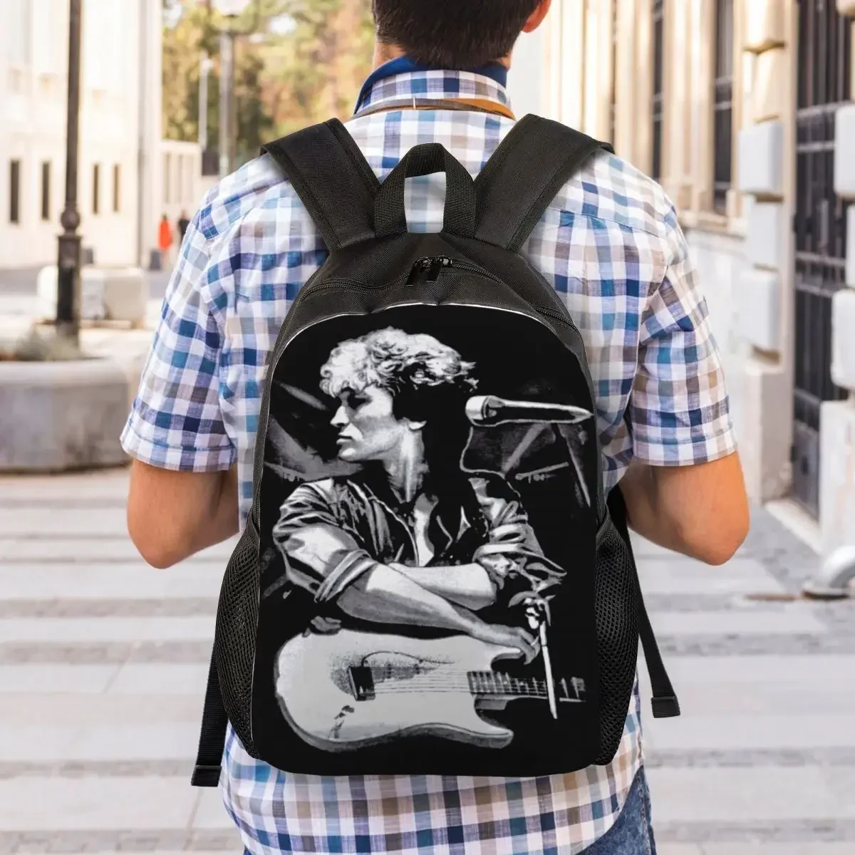Custom 3D Print Viktor Tsoi Guitar Backpack Rusian Rock Kino College School Travel Bags Bookbag Fits 15 Inch Laptop