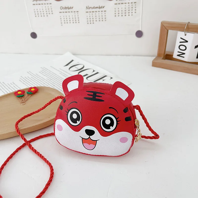 Cartoon cute little tiger children hanging neck pocket change kindergarten men and women crossbody bag idle kawaii shoulder bag