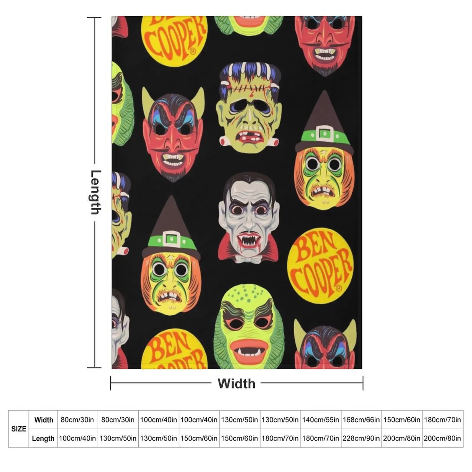 Vintage Halloween Masks Throw Blanket couch cozy soft plush fuzzy picnic outdoor blanket