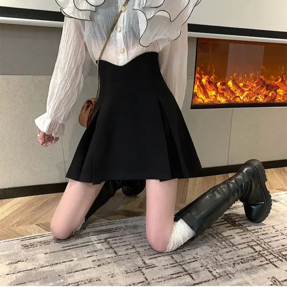 

Fashion Preppy Style High-waisted Slimming Black Dress Sweet Black A-line Skirt Popular Elegant High Waist Micro Skirt Women