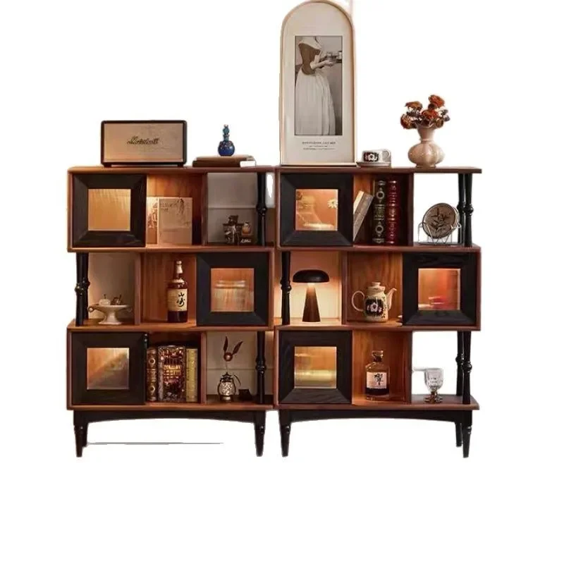 

American medieval style creative study integrated wall display cabinet side cabinet shelf