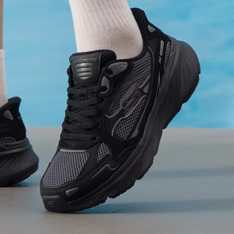 Skechers Summer Black Warrior Running Shoes, Men's Breathable Casual Sneakers 232969-BBK