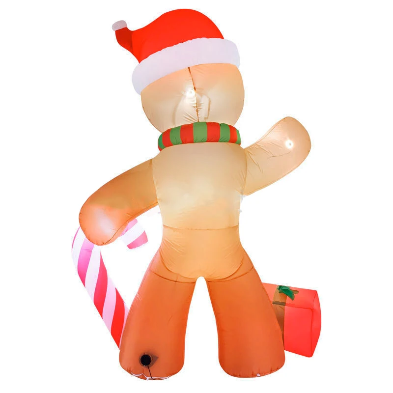 Bonhomme en pain d'épice gonflable avec lumière LED, décoration de Noël avec bonbons, fête de parhelion de jardin en plein air, 240cm
