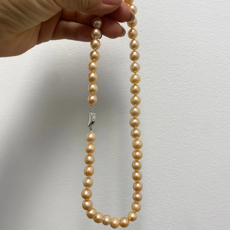 Wholesale Price High Quality 3A Freshwater Round Pearl Necklace, 925 Sterling Silver, Edison Pearl, Pink, For Jewelry Making,