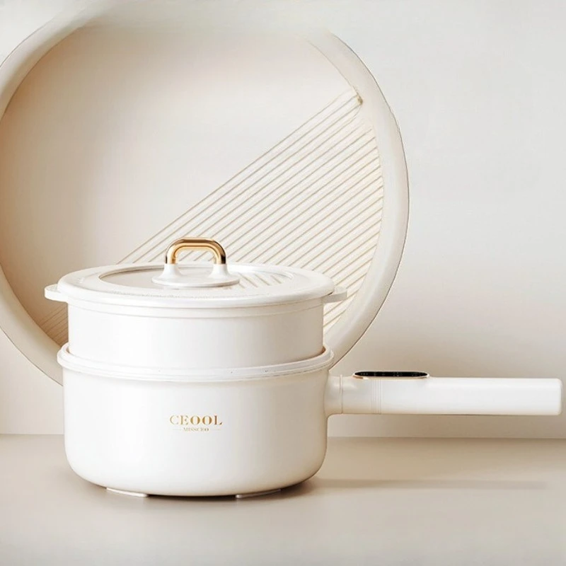

Electric Multi-Function Cooking Pot Non-Stick Ceramic Coating Long Handle Large Capacity Steam Boil Steamer Hot Pot Fryer Home