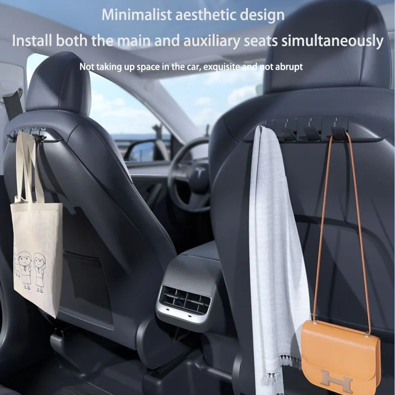 For Tesla Model 3 Y Car Seat Hidden Hooks Purse Bag Hanger Back Seater Headrest Bracket Hanger Car Accessories