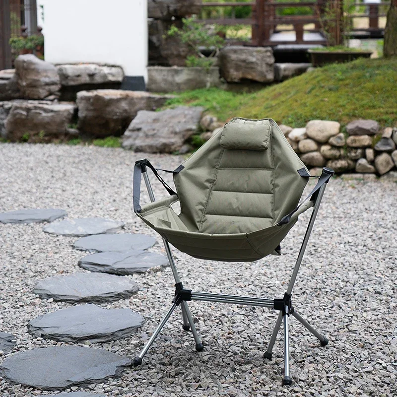Camping Moon Chair Ultralight Foldable Chair Portable Travel Leisure Nap Rocking Chairs Outdoor Fishing Chair image 5