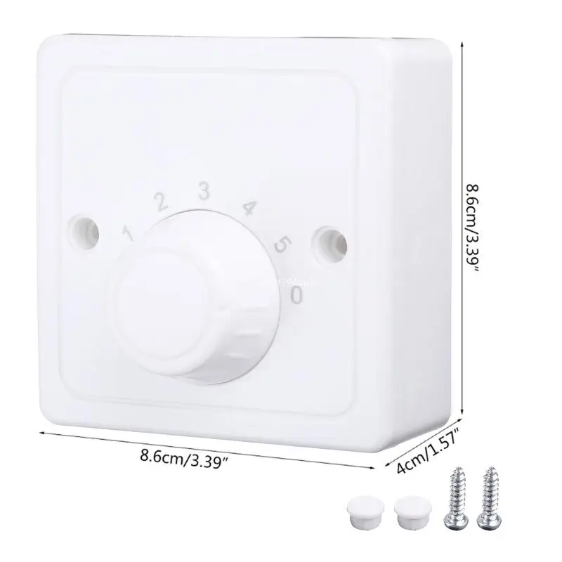 220V Universal Adjustment Ceiling Fan Speed Control Wall Button Dimmer Five Gears Fan Speed Adjuster Dropship