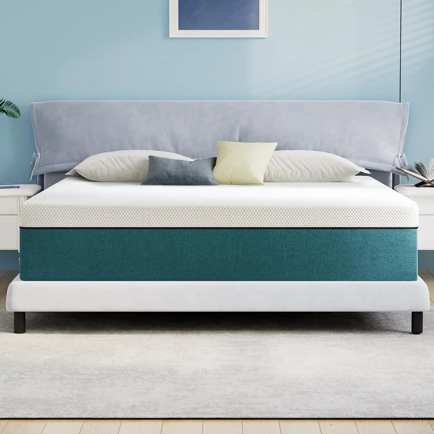 Queen Mattress,10 Inches Queen Size Memory Foam Mattress in a Box with Pressure Relief Sleep,No Fiberglass,Blue,80