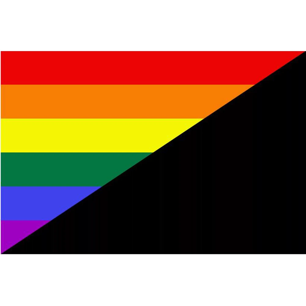 2X3FT 3ft x 5ft Anarchist LGBT Black rainbow flag Polyester With Custom Hobby Banner