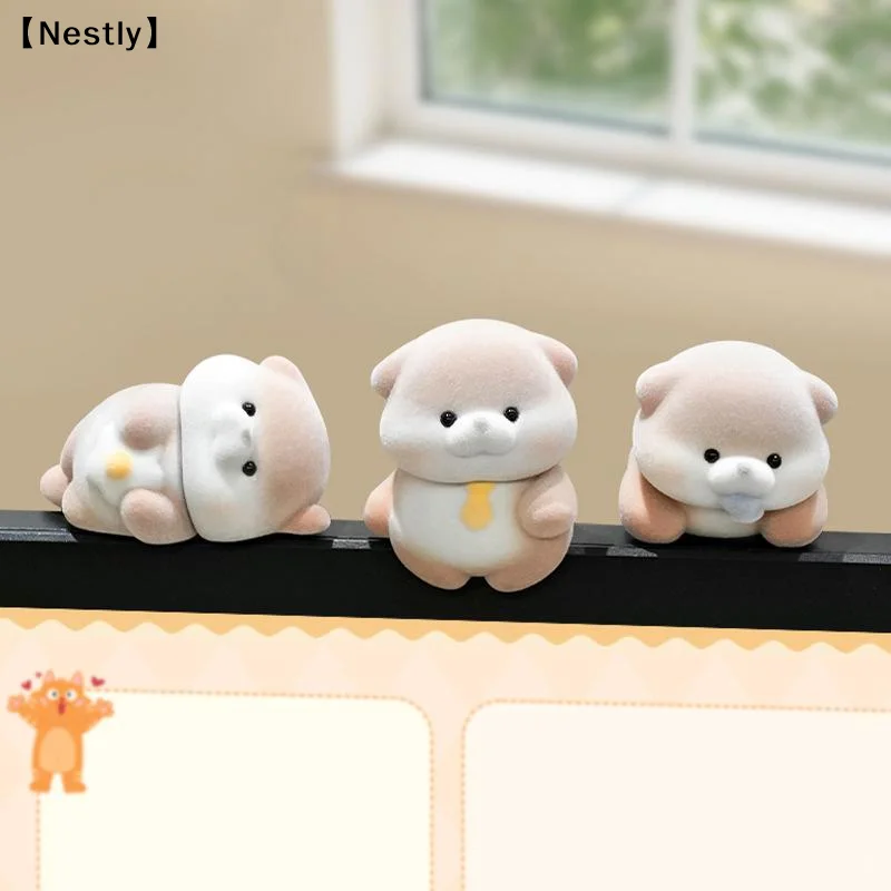 Miniatur-Otter-Figur, niedliche Schreibtisch-Skulptur, dekorative Figuren, PVC-Ornament für Auto-Armaturenbrett und TV-Monitor-Dekoration〔Nest〕