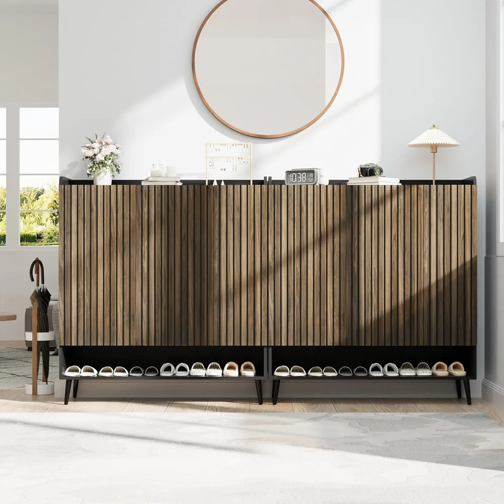 Shoe cabinet, large shoe cabinet with 3 doors, adjustable shelves, corridor, entrance, L shoe cabinet with doors