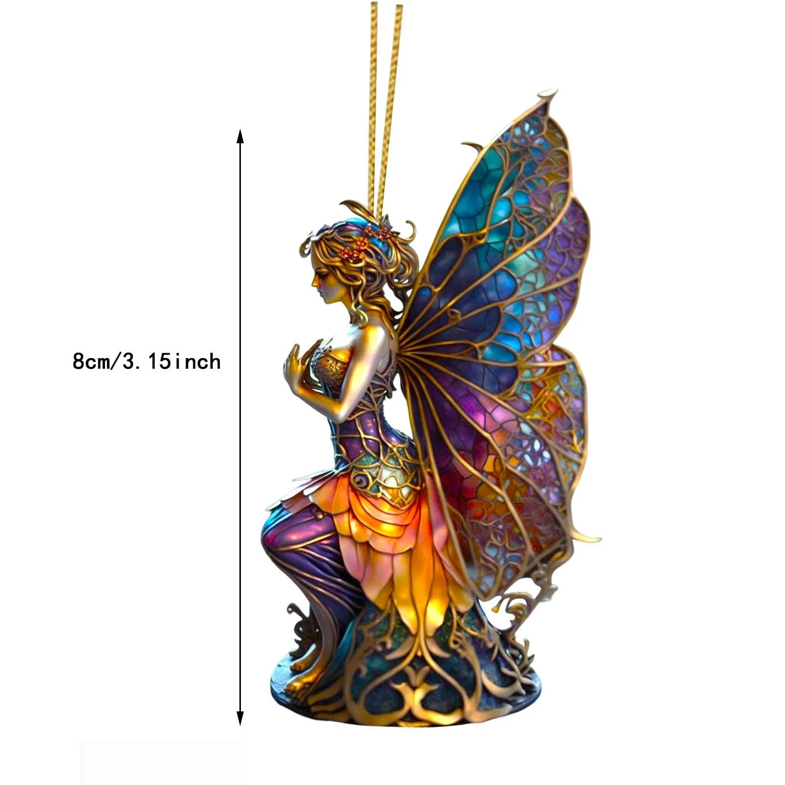 Colorful Fairy Fairies Painted Style Charm Fun And Mysterious Rear View Carmirror Ornament Trees Painted Glass Window Hangings