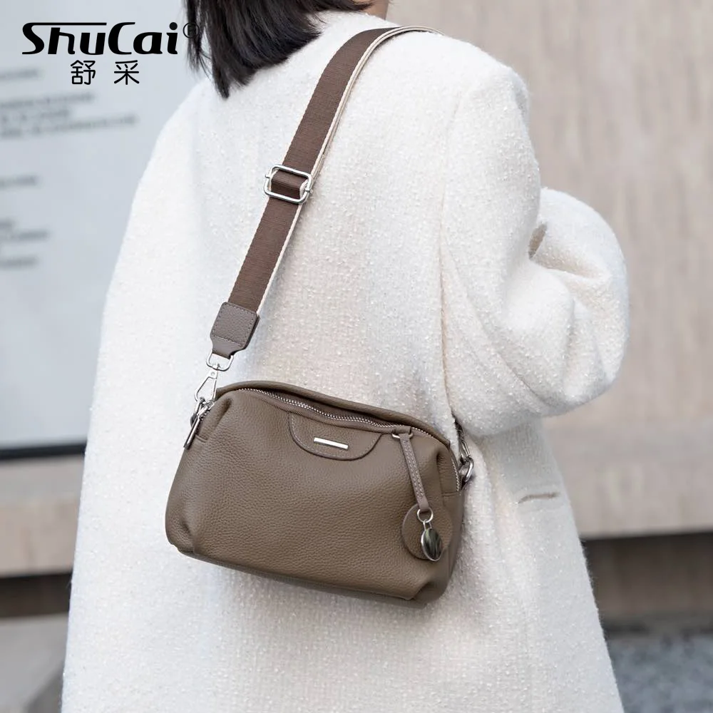 

Genuine Grade Cow Leather Women's Small Shoulder Crossbody Bags Luxury Designer Brand Ladies Zipper Closure Fashion Handbag New