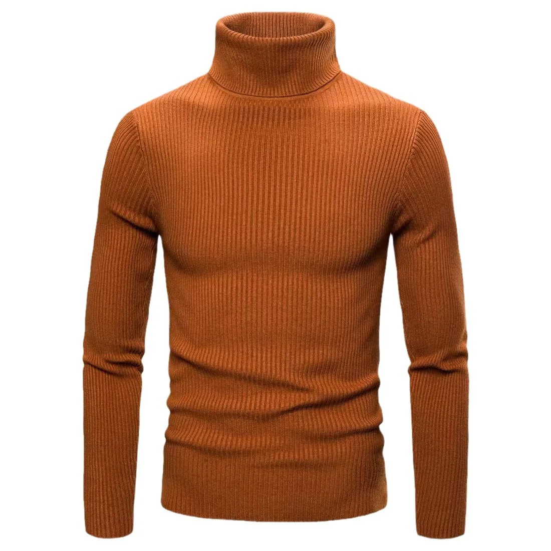 Jerséis para hombre, Tops, suéteres de cuello alto, tejido liso, manga larga, Top informal Regular, tejido grueso, empalme, corte ajustado, Otoño Invierno