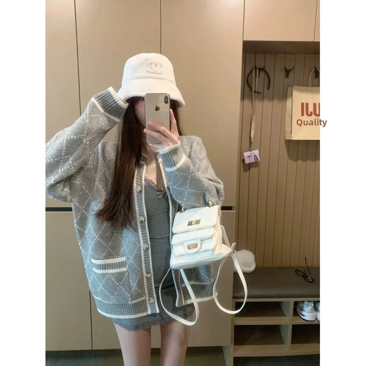 

Uni ey round Ne Long Sve Sweater Jaet Women's Spring Soft Loose Lazy Sle Slimming Casual Ele Ciwalk