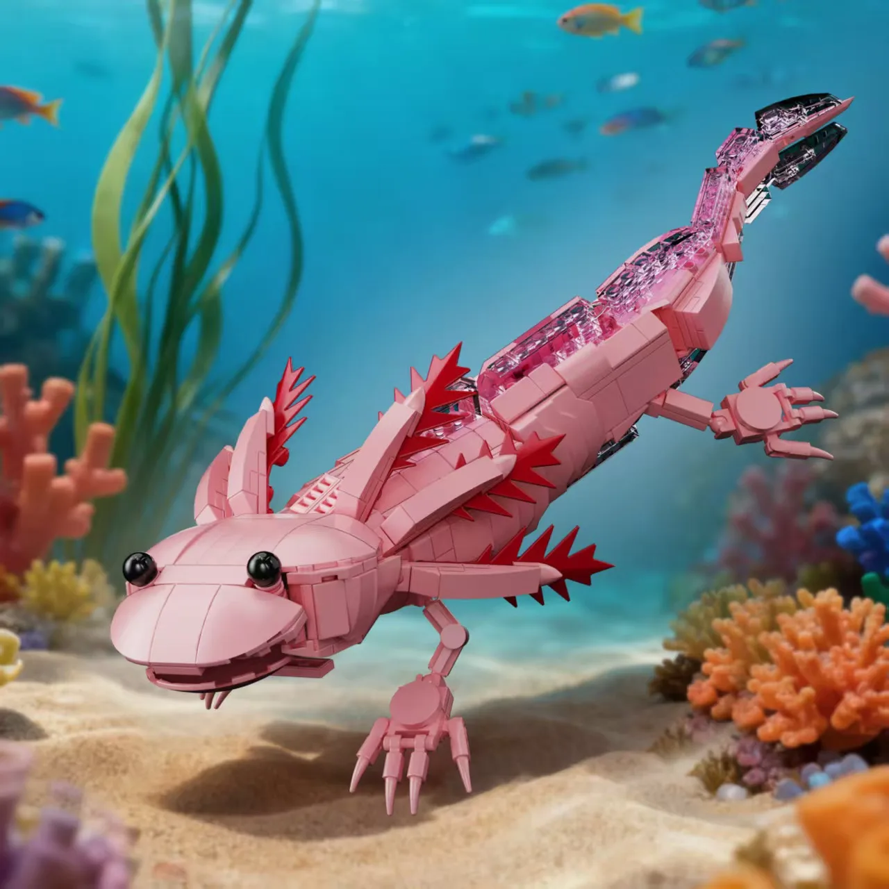 998Pcs Axolotl Building Blocks Set, Creative Amphibian Animal Model, DIY Assembly Bricks Toy, Desktop Decor Gift for Kids Adults view 5
