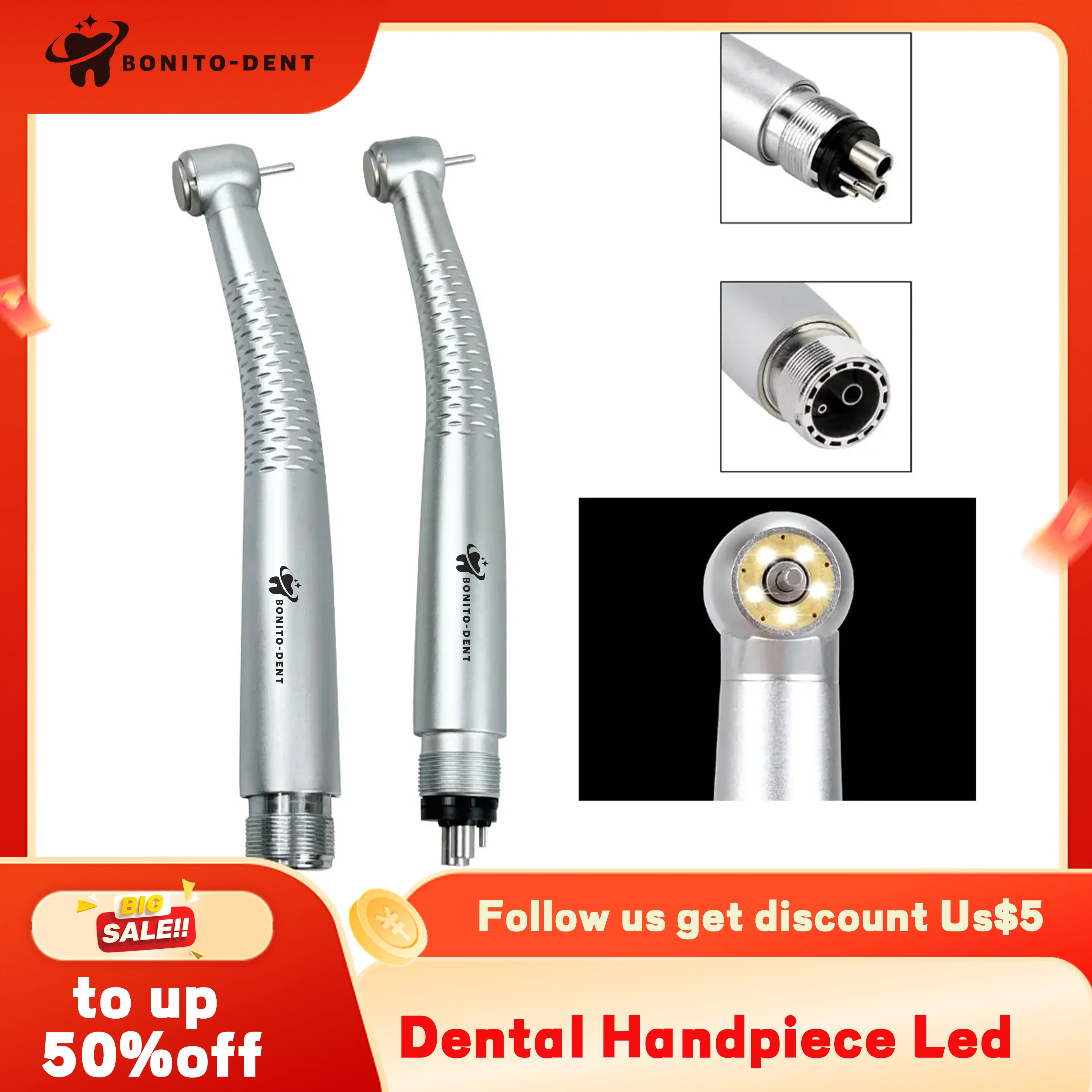 Dental 5LED High Speed Handstück Zahnarzt Tipps Air Turbine Push Button Keramik Lager Rotor Zahnmedizin Lehre Modell Ausrüstung