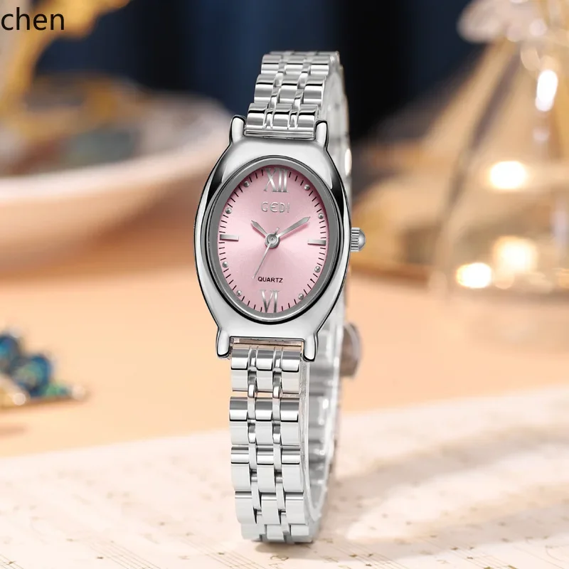 

ZZB high-value stainless steel band women's watch - niche oval waterproof quartz wristwatch