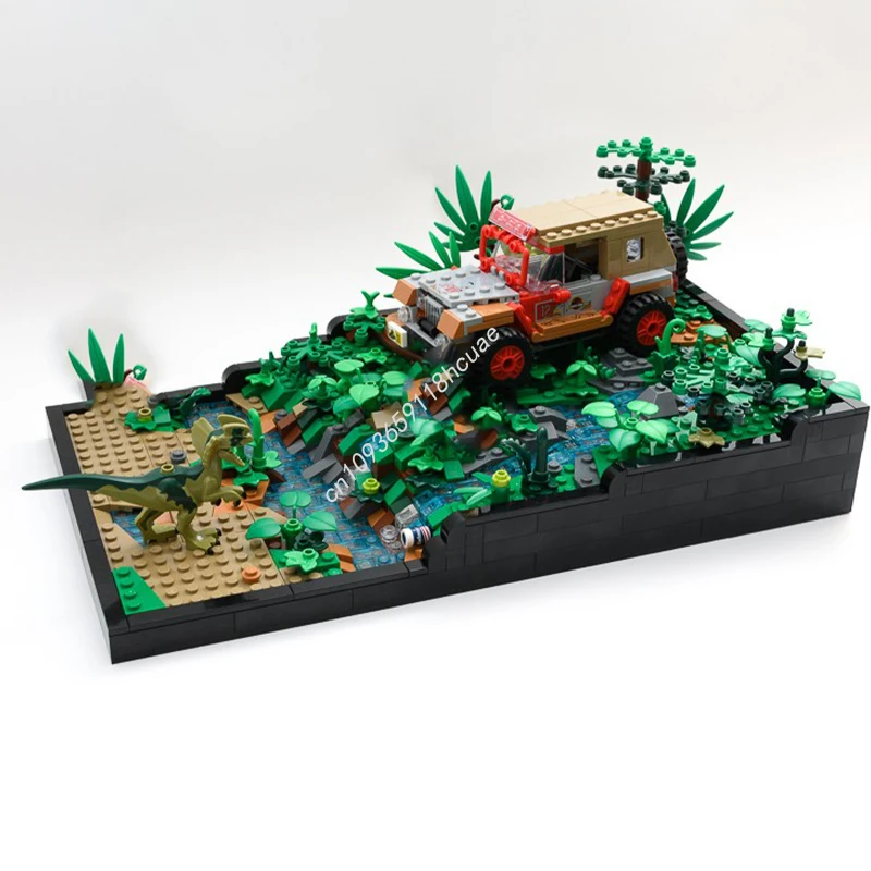 

825pcs MOC Dilophosaurus Ambush Diorama Jurassic World Advanced DIY Christmas Gift Assemble Building Set Designed for Adults