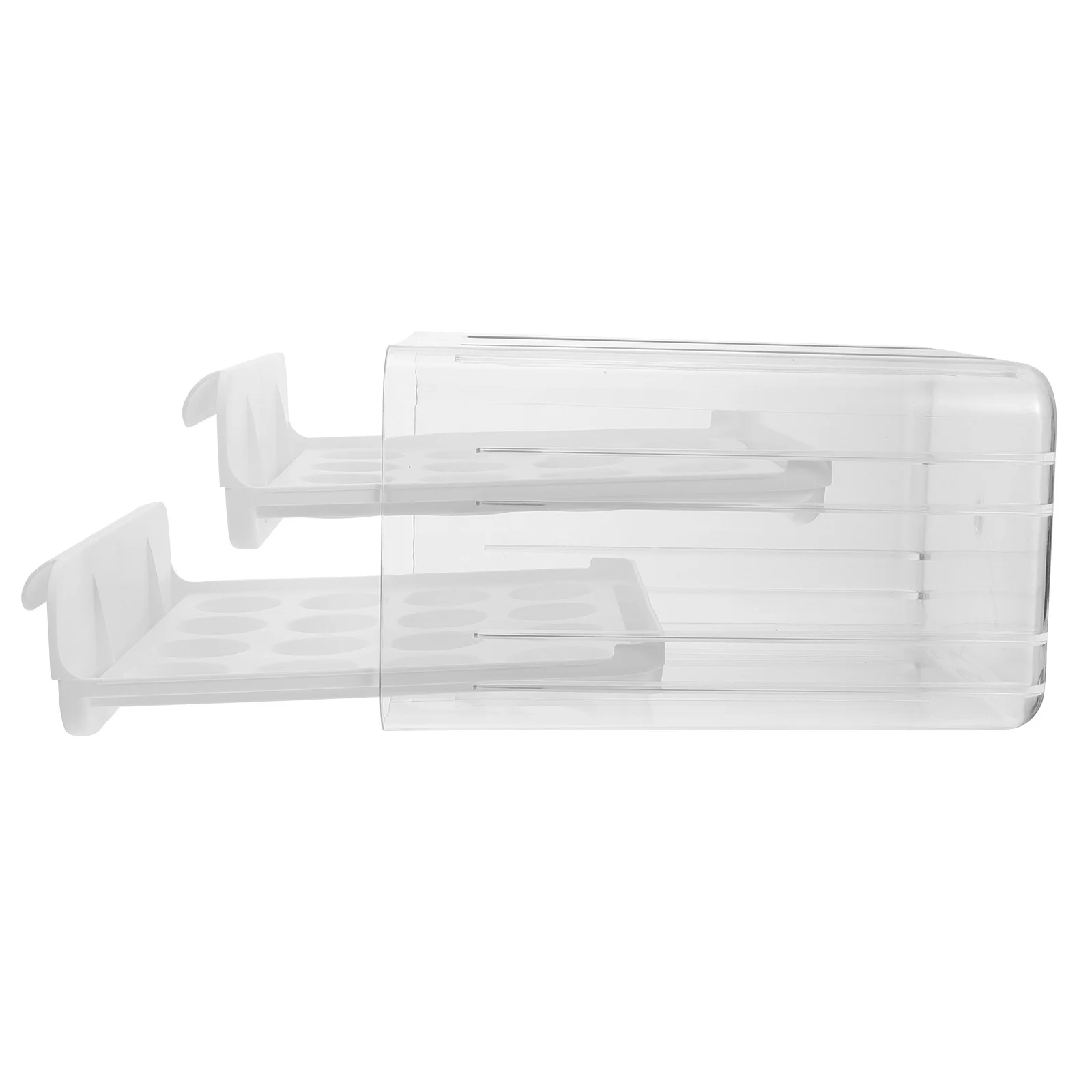 

Double 32-Slot Drawered Egg Container with Space Saving Design for Fridge Or Cupboard Plastic Egg Storage Tray Case