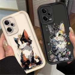 Oil Painting Style Cat Phone Case for Xiaomi Redmi Note 12 11 13 Pro Plus 4G 5G 11S 10S 12S 10 9 9S Redmi 14C 12C 13C A3 12 Etui
