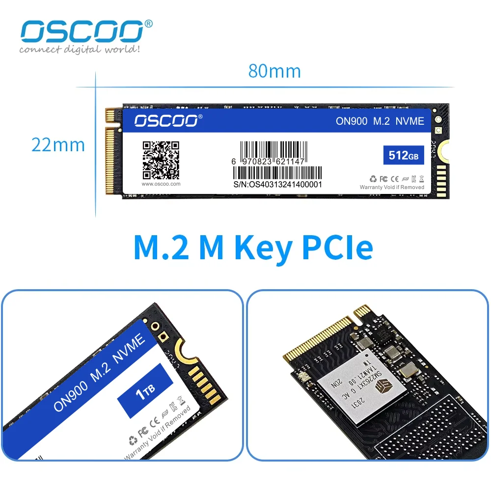 Imagem -02 - Oscoo M.2 2280 Nmve Ssd Pcie Gen3x4 Disco Rígido Interno de Estado Sólido 128gb 256gb 512gb 1tb Pcie Disco Duro Ssd