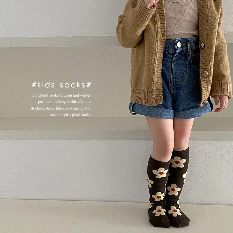 Girls Knee High Socks Toddler Girl Floral Socks Cute Kids Accessories 3-8Y